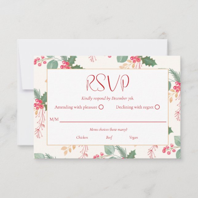 Weihnachtsfeiertag Vintage Blüte RSVP Karte (Vorderseite)