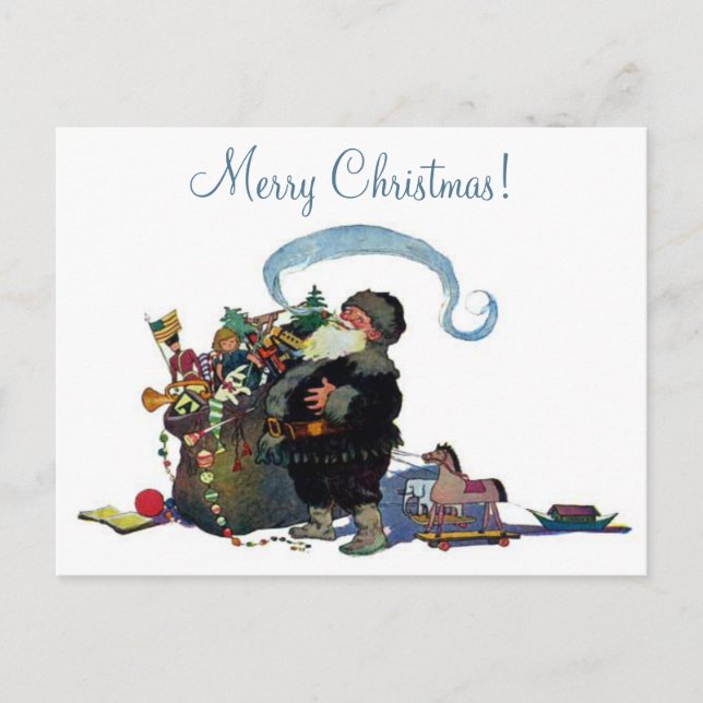 Weihnachtsfeiertag | Vintager Weihnachtsmann mit S Feiertagspostkarte (Vorderseite)