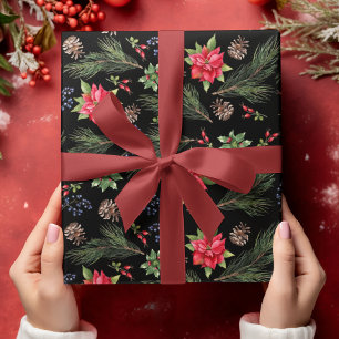Weihnachtsfeiertag Wasserfarbe Poinsettia Florenz Geschenkpapier