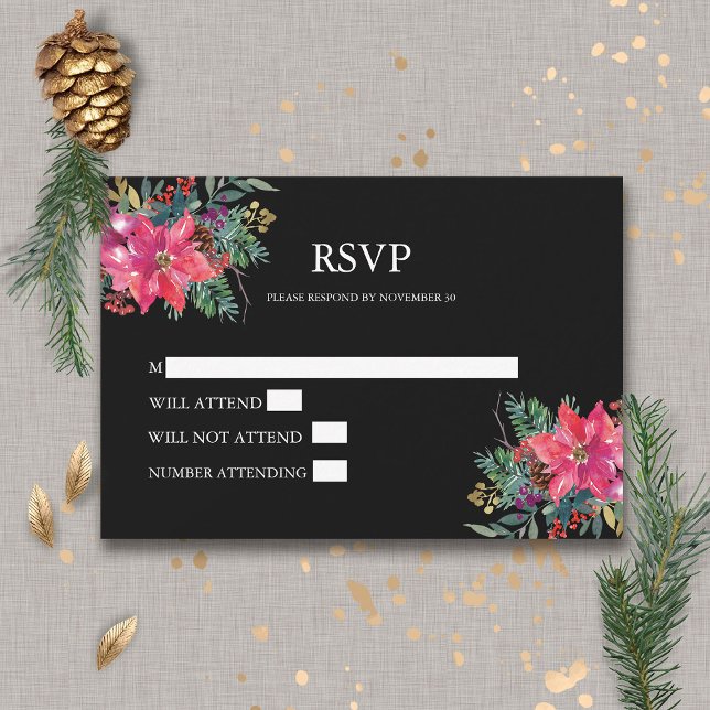 Weihnachtsfeiertag Wasserfarbe Poinsettia RSVP Karte (Von Creator hochgeladen)