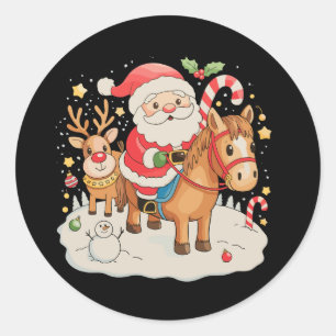 Weihnachtsfeiertag Weihnachten Niedliches Pferd Runder Aufkleber