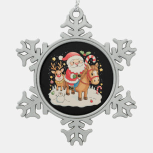 Weihnachtsfeiertag Weihnachten Niedliches Pferd Schneeflocken Zinn-Ornament
