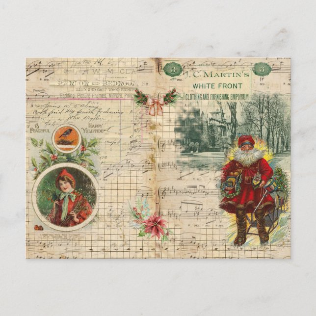 Weihnachtsfeiertag Weihnachtsfeiertag und Musikere Feiertagspostkarte (Vorderseite)