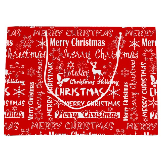 Weihnachtsfeiertag, Weihnachtsmuster, Winter Große Geschenktüte (Vorderseite)