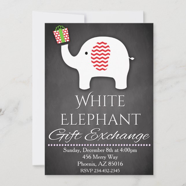Weihnachtsfeiertag Weißes Elefant Party Einladung (Vorderseite)