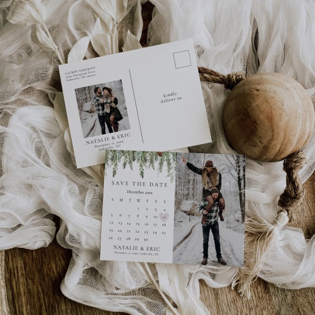 Weihnachtsfeiertag - Winter Foto Save the Date Postkarte (Von Creator hochgeladen)