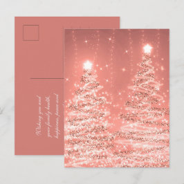 Weihnachtsfeiertag Wünsche Sparkling Bäume Rose Go Postkarte