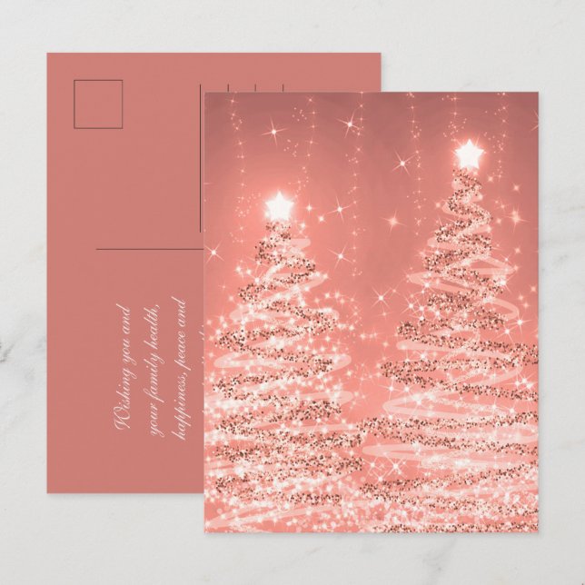 Weihnachtsfeiertag Wünsche Sparkling Bäume Rose Go Postkarte (Vorne/Hinten)