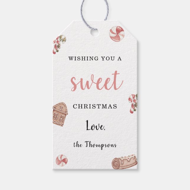 Weihnachtsfeiertag wünscht Leckereien Geschenkanhänger (Vorderseite)