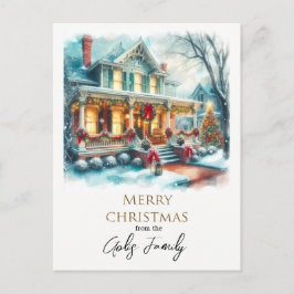 Weihnachtsfeiertag Zuhause Feiertag Gruß Postkarte