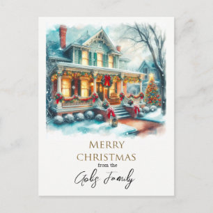 Weihnachtsfeiertag Zuhause Feiertag Gruß Postkarte