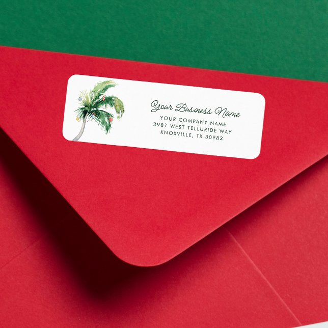 Weihnachtsfeiertage an der Küste - Rücksendeadress (Palm Tree Business Christmas Return Address Label)