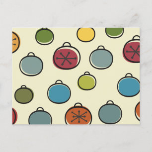 Weihnachtsfeiertage Atomische Ära Farbenfrohe Orna Postkarte