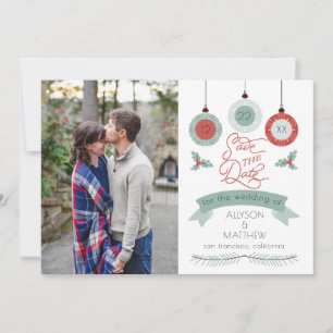 Weihnachtsfeiertage Baubles   Holly Wedding Save The Date
