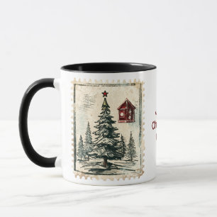 Weihnachtsfeiertage Briefmarke. Bearbeitbarer Name Tasse