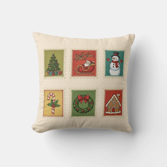 Weihnachtsfeiertage Briefmarke Weihnachtsfest Kiss Kissen (Vorderseite)