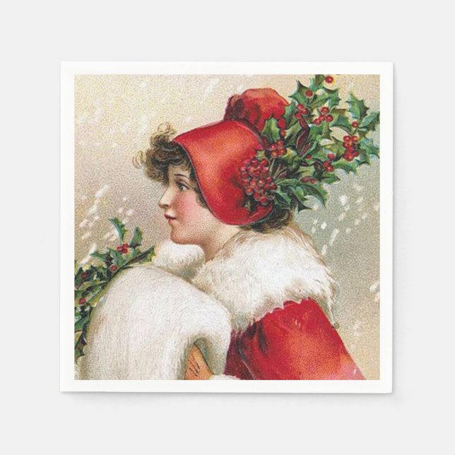 Weihnachtsfeiertage Dame Party Servietten (Vorderseite)
