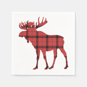 Weihnachtsfeiertage Elche Rotes Kariertes Tartan M Serviette