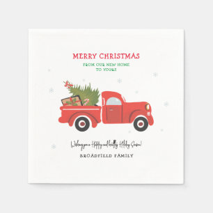 Weihnachtsfeiertage Familienname Red Truck Papier Serviette