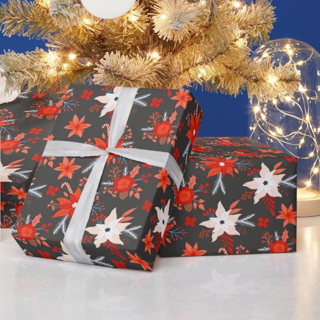 Weihnachtsfeiertage Feierliche Winter Rosa Rosa Bl Geschenkpapier (Feiertage)