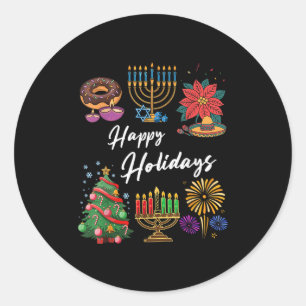 Weihnachtsfeiertage Feliz Navidad Hanukka Kwanzaa Runder Aufkleber
