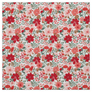 Weihnachtsfeiertage Florals - Rot und Grün Stoff