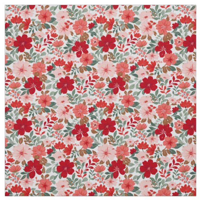 Weihnachtsfeiertage Florals - Rot und Grün Stoff (Muster)
