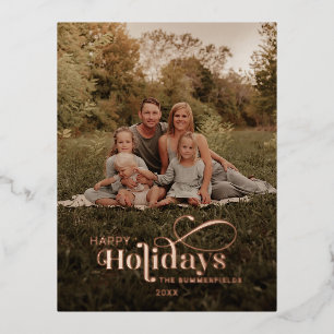 Weihnachtsfeiertage Foto Rustikale Rose Gold Folien Feiertagspostkarte