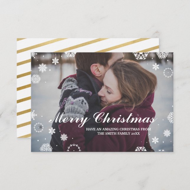 Weihnachtsfeiertage Fotokarte Xmas Paar Einladung (Vorne/Hinten)