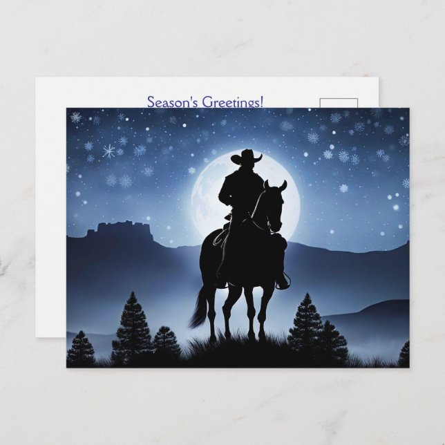 Weihnachtsfeiertage Frohe Festtage Cowboy Postkarte (Vorne/Hinten)