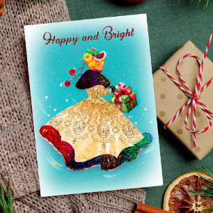 Weihnachtsfeiertage Geschenkboxen Gold Glitzer Gir Einladung