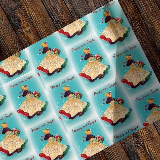 Weihnachtsfeiertage Geschenkboxen Gold Glitzer Gir Geschenkpapier (Von Creator hochgeladen)