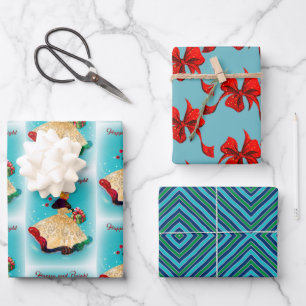 Weihnachtsfeiertage Geschenkboxen Gold Glitzer Gir Geschenkpapier Set