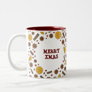 Weihnachtsfeiertage Gewürze Doodles Zweifarbige Tasse