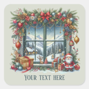 Weihnachtsfeiertage hinzufügen Text Quadratischer Aufkleber