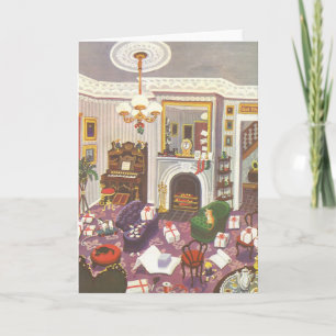 Weihnachtsfeiertage im Wohnzimmer Feiertagskarte