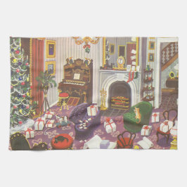 Weihnachtsfeiertage im Wohnzimmer Geschirrtuch