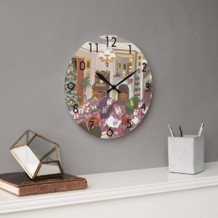 Weihnachtsfeiertage im Wohnzimmer Große Wanduhr