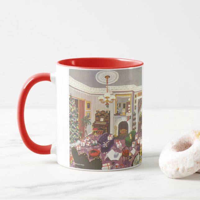 Weihnachtsfeiertage im Wohnzimmer Tasse (Mit Donut)