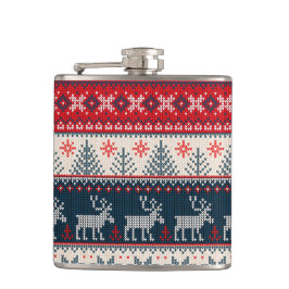 Weihnachtsfeiertage Imitate Strick Muster Nordic T Flachmann