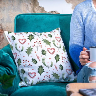 Weihnachtsfeiertage Mistletoe Holly Candy Canes Kissen