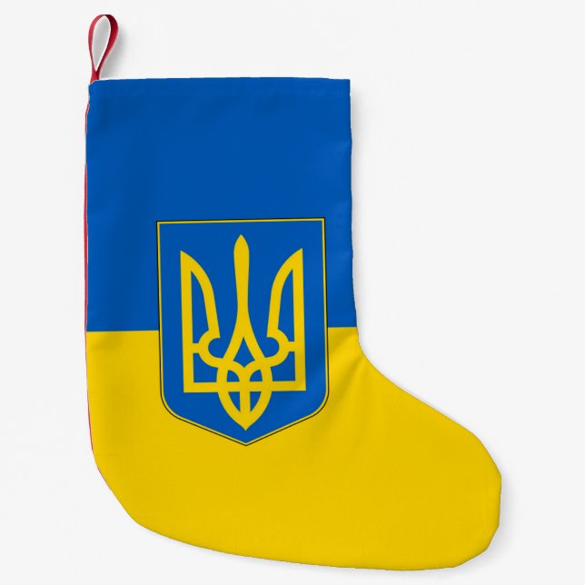 Weihnachtsfeiertage mit der Fahne der Ukraine Kleiner Weihnachtsstrumpf (Vorderseite)
