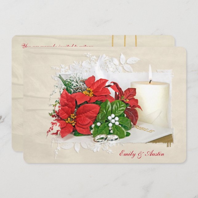 Weihnachtsfeiertage mit Ringen auf der Bibel Einladung (Vorne/Hinten)