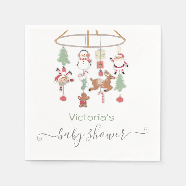 Weihnachtsfeiertage Mobile Baby Dusche Serviette (Vorderseite)