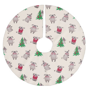 Weihnachtsfeiertage Möpsen Polster Tree Skirt Polyester Weihnachtsbaumdecke