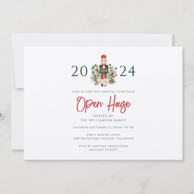 Weihnachtsfeiertage Nutcracker Open House Party Einladung (Vorderseite)