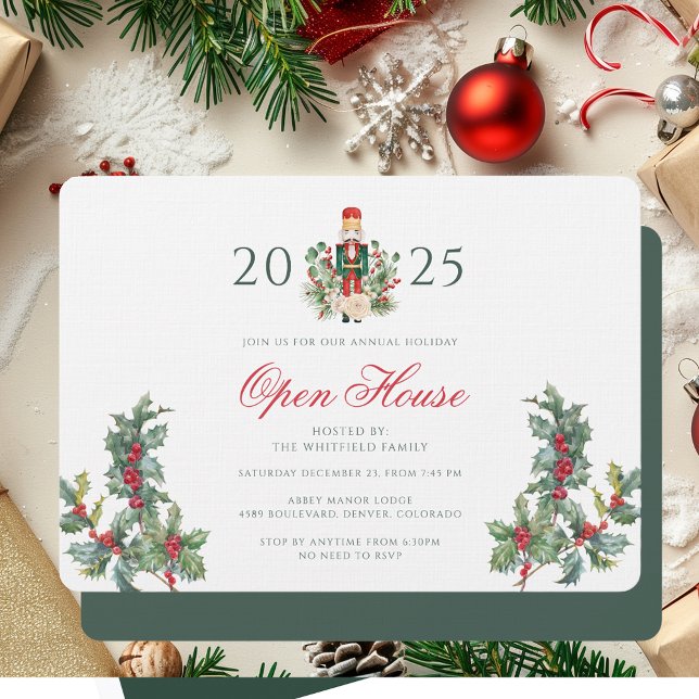 Weihnachtsfeiertage Nutcracker Red Berries Party Einladung (Christmas Holidays Nutcracker Red Berries Party Invitation)