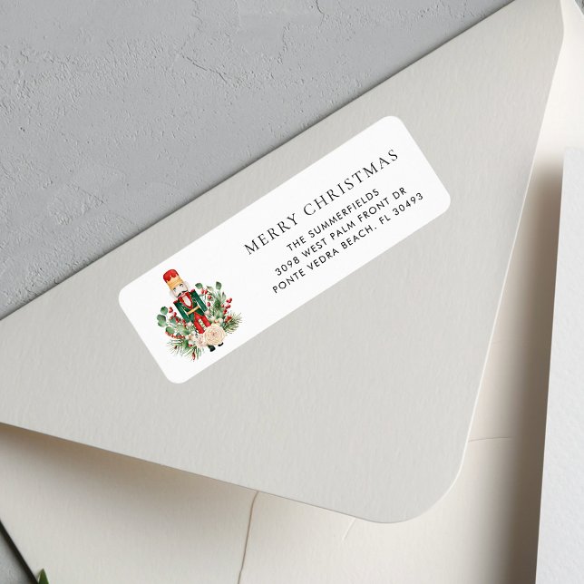 Weihnachtsfeiertage Nutcracker-Rücksendeadresse (Christmas Nutcracker Elegant Mailing Return Address Label)
