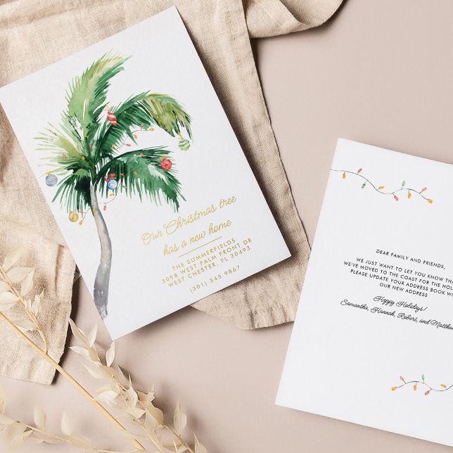 Weihnachtsfeiertage Palmenbaum - Ankündigung (Palm Tree Script Boho Christmas Holidays Family Moving Announcement)
