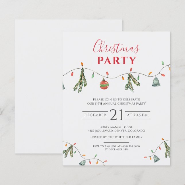 Weihnachtsfeiertage Party Einladung (Vorne/Hinten)